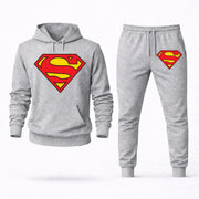 Men's Superman Hoodie Joggers Set - Grey digital placement mockup