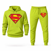 Men's Superman Hoodie Joggers Set - Lime Green digital placement mockup