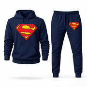 Men's Superman Hoodie Joggers Set - Navy digital placement mockup