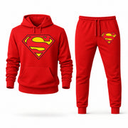 Men's Superman Hoodie Joggers Set - Red digital placement mockup