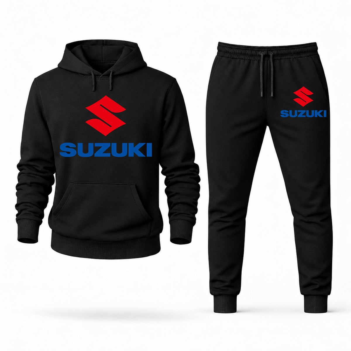 Men's Suzuki Hoodie Joggers Set - Black digital placement mockup