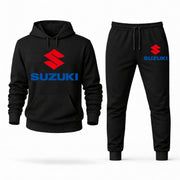 Men's Suzuki Hoodie Joggers Set - Black digital placement mockup