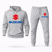 Men's Suzuki Hoodie Joggers Set - Grey digital placement mockup