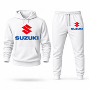Men's Suzuki Hoodie Joggers Set - White digital placement mockup