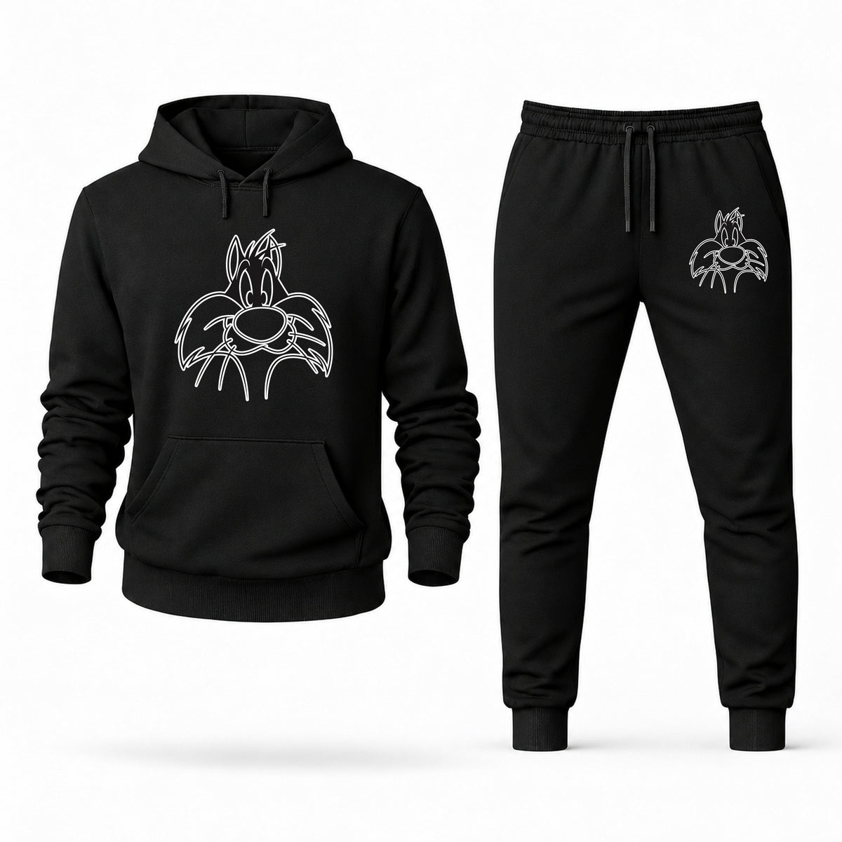 Men's Sylvester Hoodie Joggers Set - Black digital placement mockup