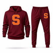 Men's Syracuse Hoodie Joggers Set - Burgundy digital placement mockup