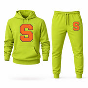 Men's Syracuse Hoodie Joggers Set - Lime Green digital placement mockup