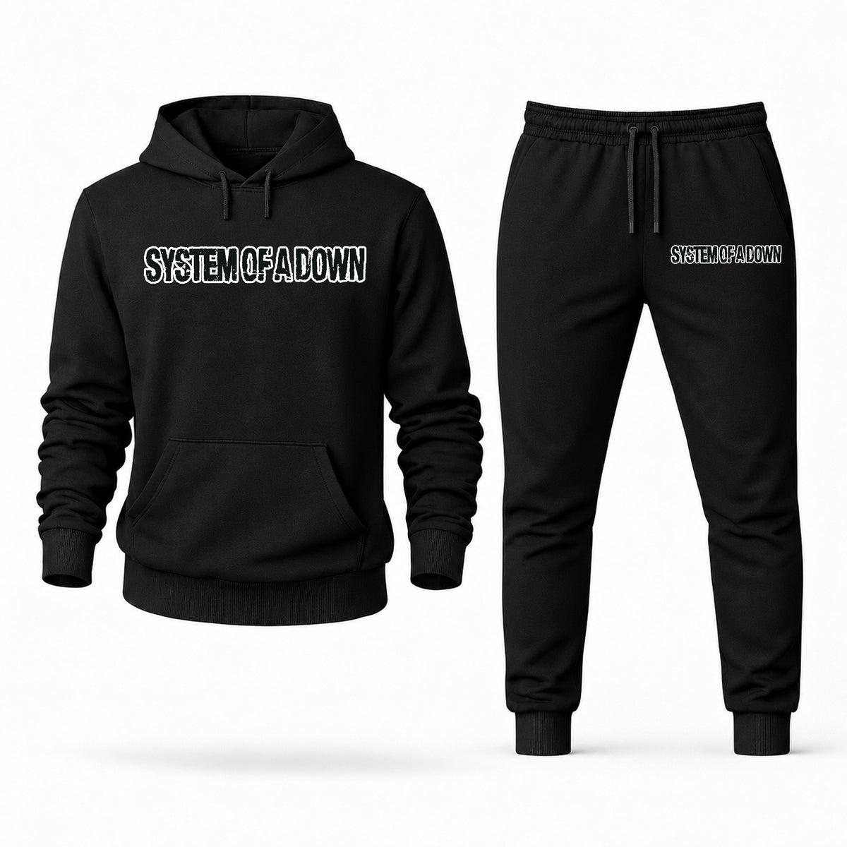 Men's System Of A Down Hoodie Joggers Set - Black digital placement mockup