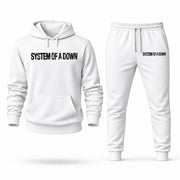 Men's System Of A Down Hoodie Joggers Set - White digital placement mockup