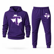 Men's Tarleton State Hoodie Joggers Set - Purple digital placement mockup