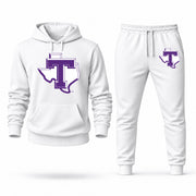 Men's Tarleton State Hoodie Joggers Set - White digital placement mockup