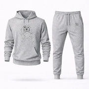 Men's Taz Hoodie Joggers Set - Grey digital placement mockup