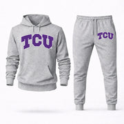 Men's TCU Hoodie Joggers Set - Grey digital placement mockup