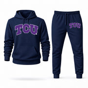Men's TCU Hoodie Joggers Set - Navy digital placement mockup