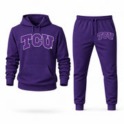 Men's TCU Hoodie Joggers Set - Purple digital placement mockup
