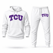 Men's TCU Hoodie Joggers Set - White digital placement mockup