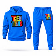 Men's Teen Titans Hoodie Joggers Set - Azure digital placement mockup