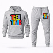 Men's Teen Titans Hoodie Joggers Set - Grey digital placement mockup