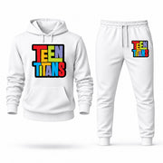 Men's Teen Titans Hoodie Joggers Set - White digital placement mockup