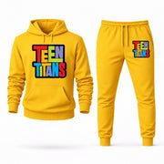 Men's Teen Titans Hoodie Joggers Set - Yellow digital placement mockup