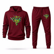 Men's Teenage Mutant Ninja Turtles Hoodie Joggers Set - Burgundy digital placement mockup