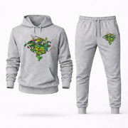 Men's Teenage Mutant Ninja Turtles Hoodie Joggers Set - Grey digital placement mockup
