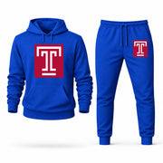 Men's Temple Hoodie Joggers Set - Blue digital placement mockup