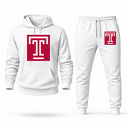 Men's Temple Hoodie Joggers Set - White digital placement mockup