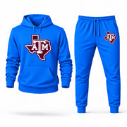 Men's Texas A&M Hoodie Joggers Set - Azure digital placement mockup