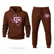 Men's Texas A&M Hoodie Joggers Set - Brown digital placement mockup