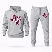 Men's Texas A&M Hoodie Joggers Set - Grey digital placement mockup
