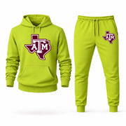 Men's Texas A&M Hoodie Joggers Set - Lime Green digital placement mockup
