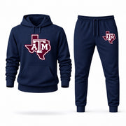 Men's Texas A&M Hoodie Joggers Set - Navy digital placement mockup