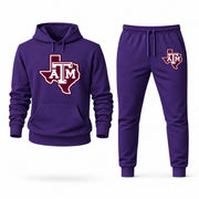 Men's Texas A&M Hoodie Joggers Set - Purple digital placement mockup