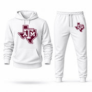 Men's Texas A&M Hoodie Joggers Set - White digital placement mockup