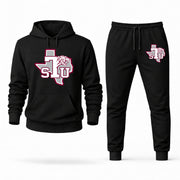 Men's Texas Southern Hoodie Joggers Set - Black digital placement mockup
