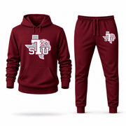 Men's Texas Southern Hoodie Joggers Set - Burgundy digital placement mockup