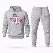 Men's Texas Southern Hoodie Joggers Set - Grey digital placement mockup