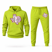 Men's Texas Southern Hoodie Joggers Set - Lime Green digital placement mockup