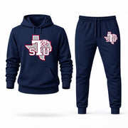 Men's Texas Southern Hoodie Joggers Set - Navy digital placement mockup