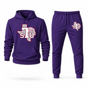 Men's Texas Southern Hoodie Joggers Set - Purple digital placement mockup