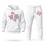 Men's Texas Southern Hoodie Joggers Set - White digital placement mockup
