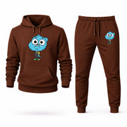Men's The Amazing World of Gumball Hoodie Joggers Set - Brown digital placement mockup