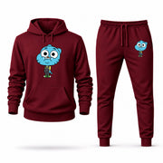 Men's The Amazing World of Gumball Hoodie Joggers Set - Burgundy digital placement mockup