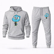 Men's The Amazing World of Gumball Hoodie Joggers Set - Grey digital placement mockup