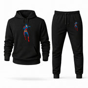 Men's The Atom Hoodie Joggers Set - Black digital placement mockup