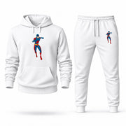 Men's The Atom Hoodie Joggers Set - White digital placement mockup