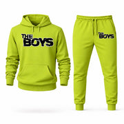 Men's The Boys Hoodie Joggers Set - Lime Green digital placement mockup