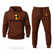 Men's The Incredibles Hoodie Joggers Set - Brown digital placement mockup