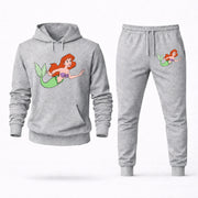 Men's The Little Mermaid Hoodie Joggers Set - Grey digital placement mockup